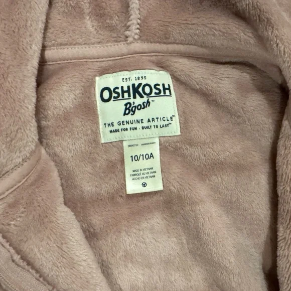 Girls OshKosh B'gosh light pink Blush Fleece zip up hoodie, size 10 - Picture 6 of 9
